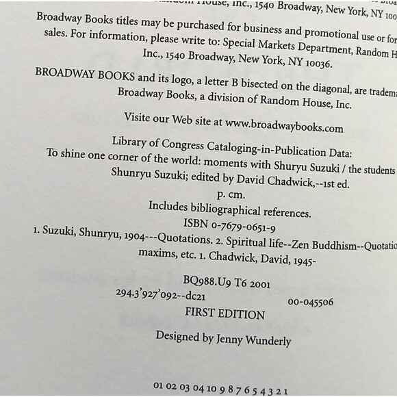 To Shine One Corner of the World Book Zen Master Shunrtu Suzuki First Edition - Picture 6 of 8